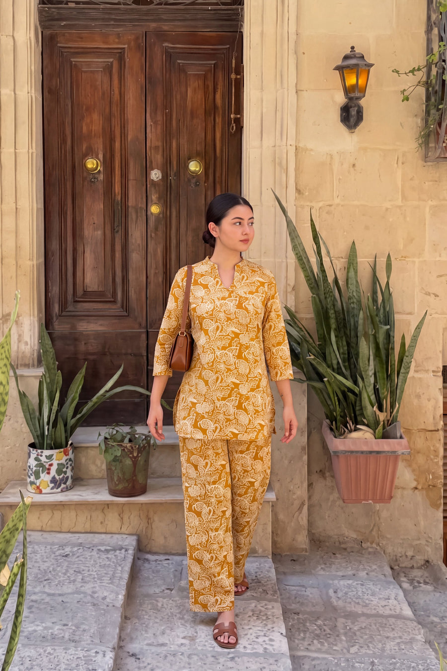 Mustard Jaal Angrakha Cotton Co-ord Set — image 5