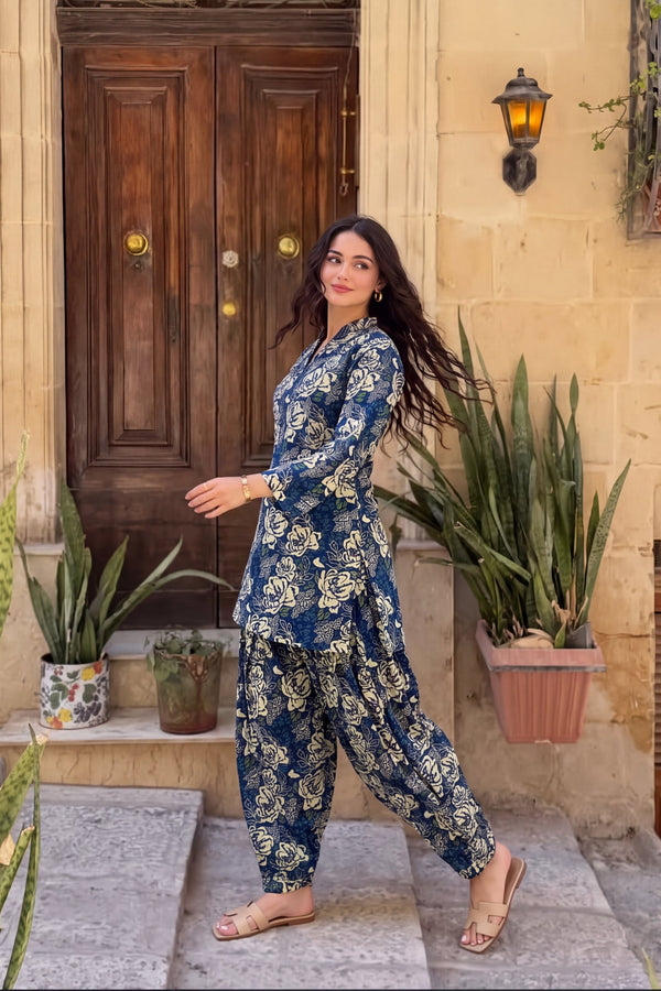 Midnight Garden Cotton Farshi Salwar Set