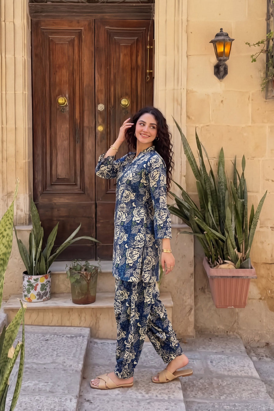 Midnight Garden Cotton Farshi Salwar Set — image 6