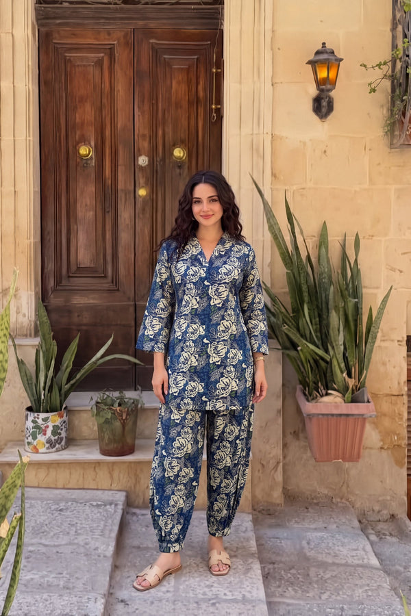 Midnight Garden Cotton Farshi Salwar Set