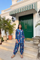 Cobalt Folktale Cotton Farshi Salwar Set