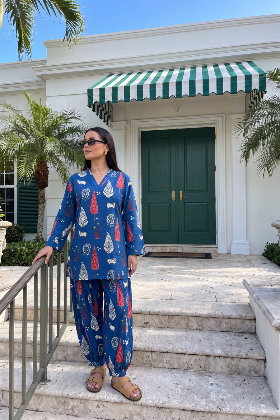 Cobalt Folktale Cotton Farshi Salwar Set — image 3