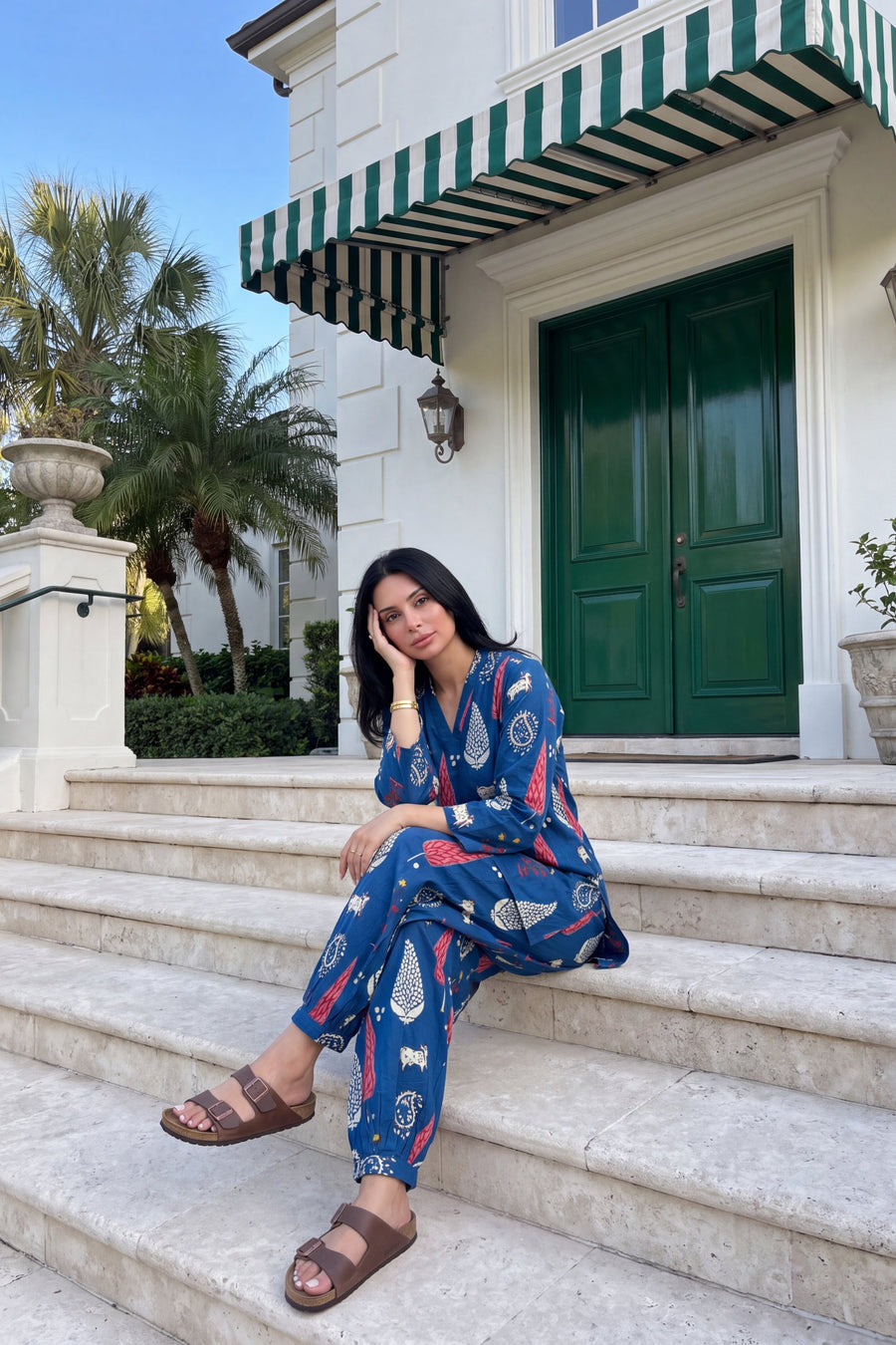 Cobalt Folktale Cotton Farshi Salwar Set — image 4