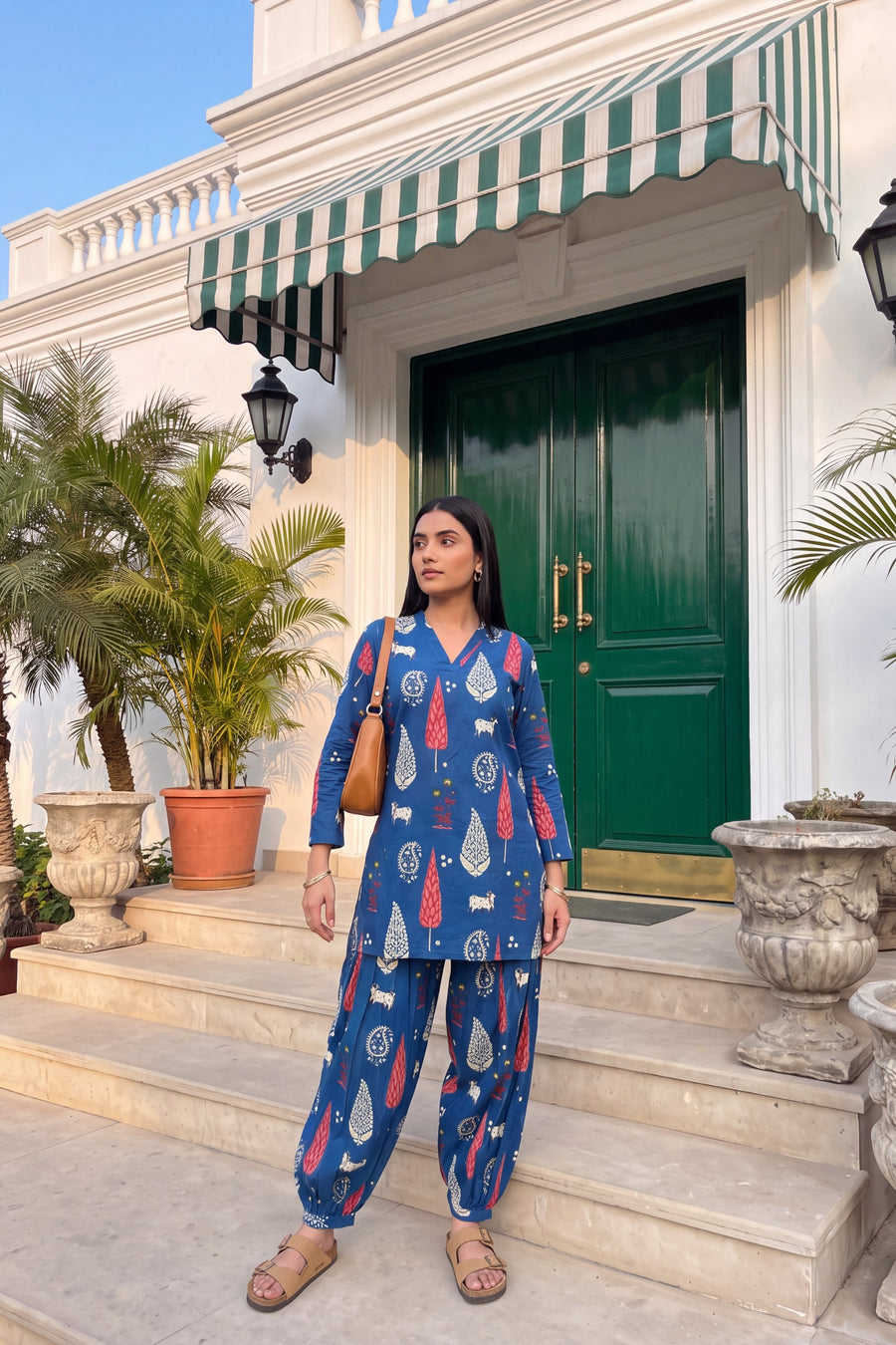 Cobalt Folktale Cotton Farshi Salwar Set — image 10
