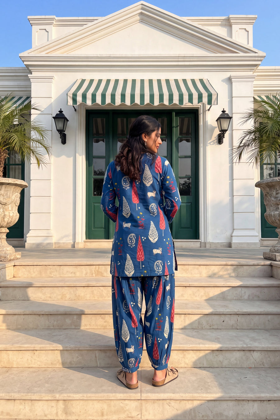 Cobalt Folktale Cotton Farshi Salwar Set — image 12