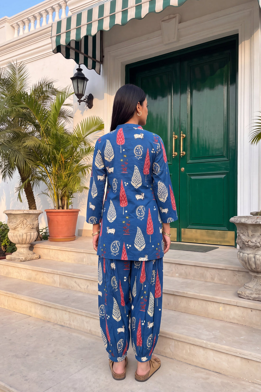 Cobalt Folktale Cotton Farshi Salwar Set — image 13