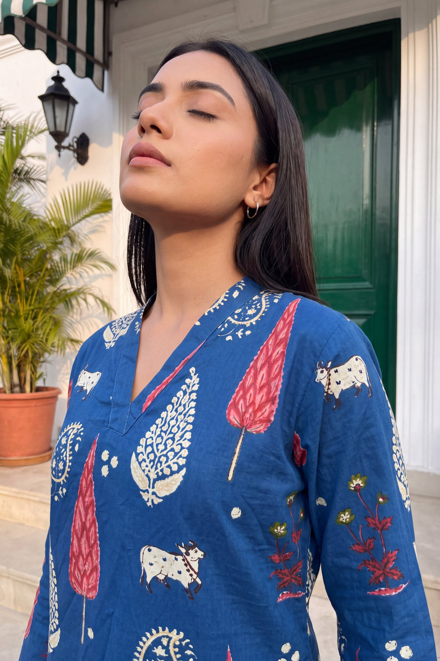 Cobalt Folktale Cotton Farshi Salwar Set — image 22