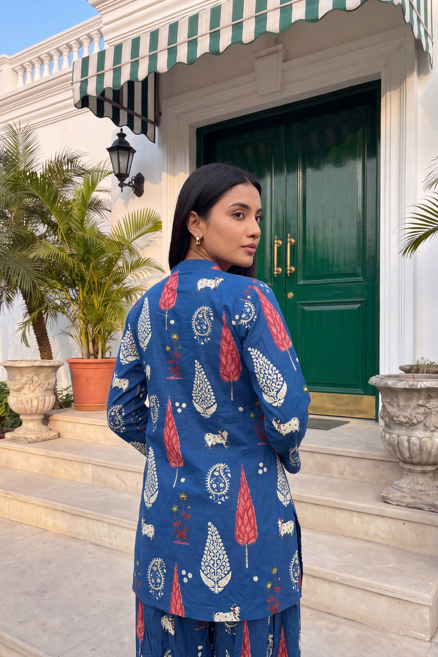 Cobalt Folktale Cotton Farshi Salwar Set — image 17