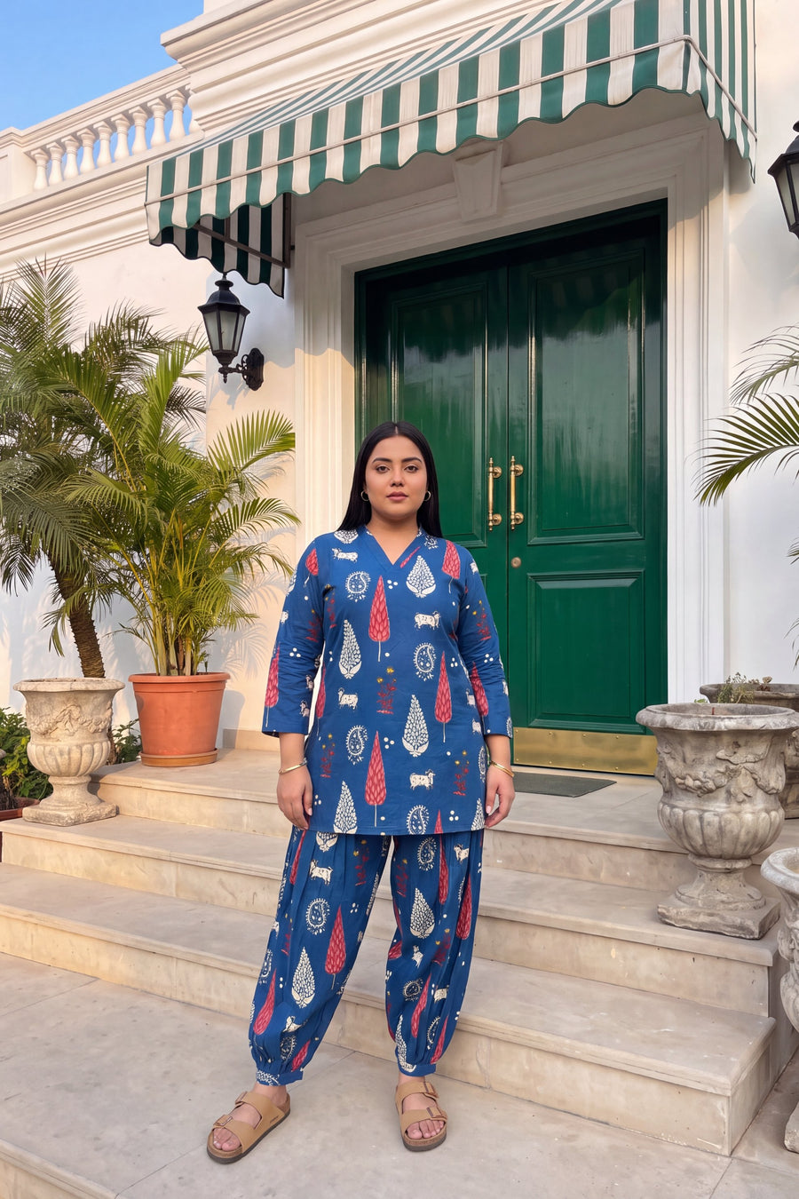 Cobalt Folktale Cotton Farshi Salwar Set — image 6