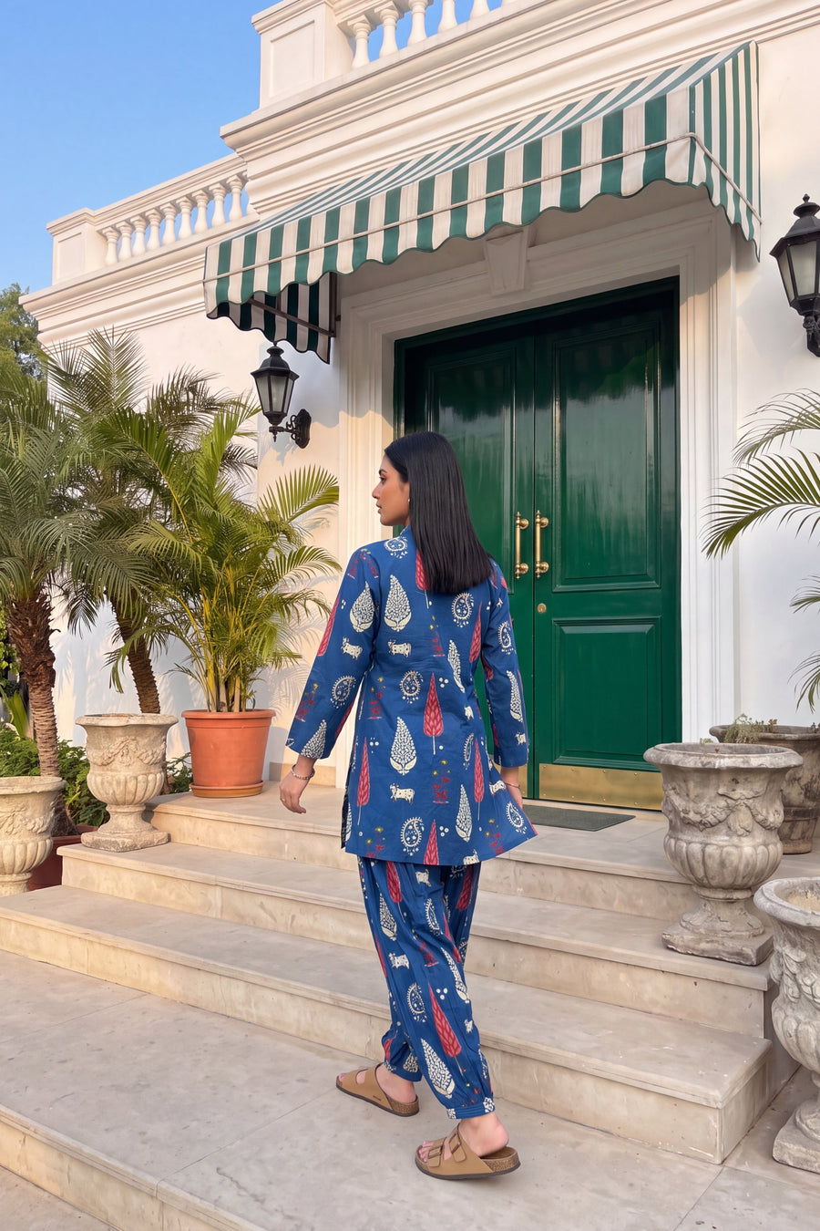 Cobalt Folktale Cotton Farshi Salwar Set — image 21