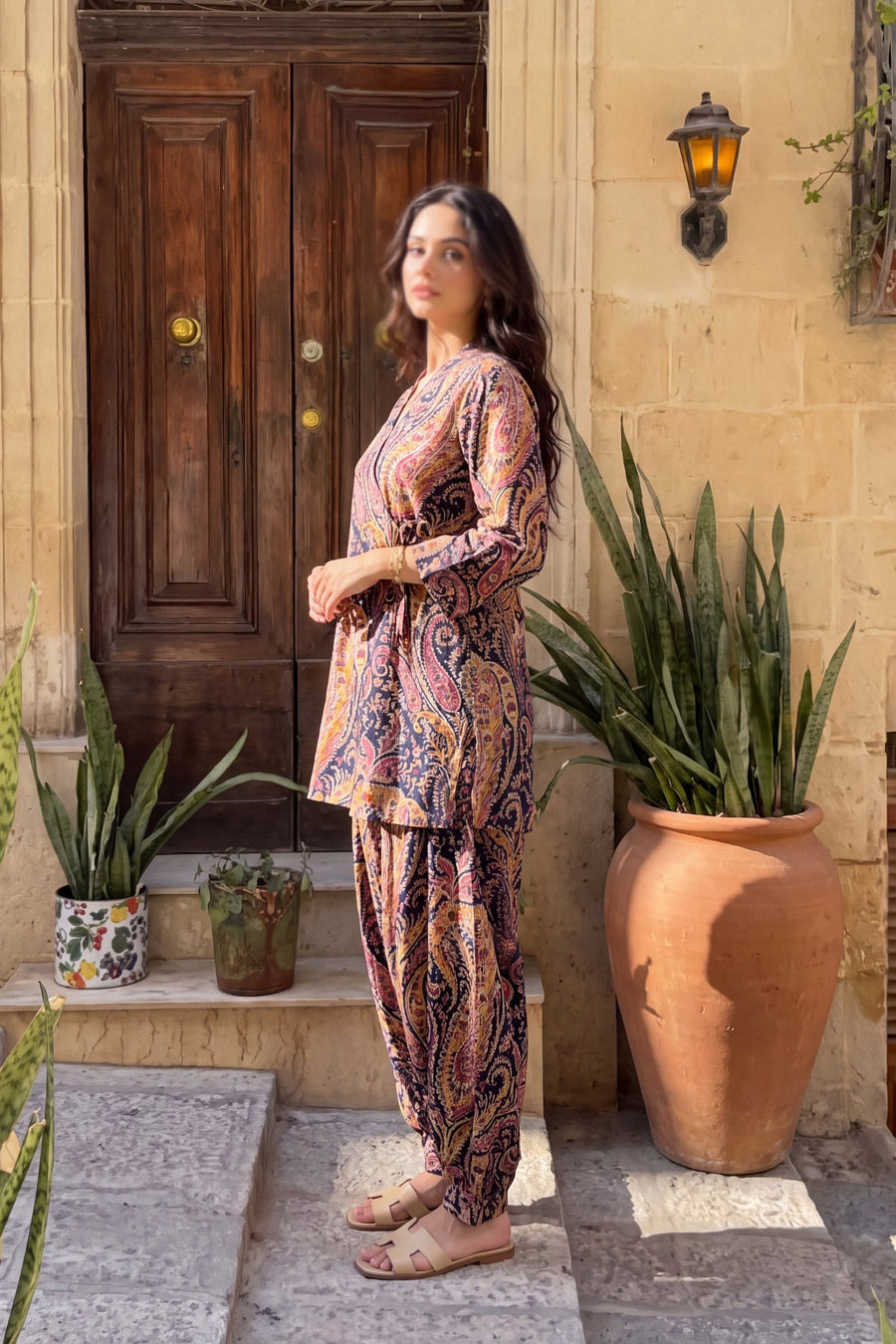 Plum Mosaic Cotton Farshi Salwar Set — image 10