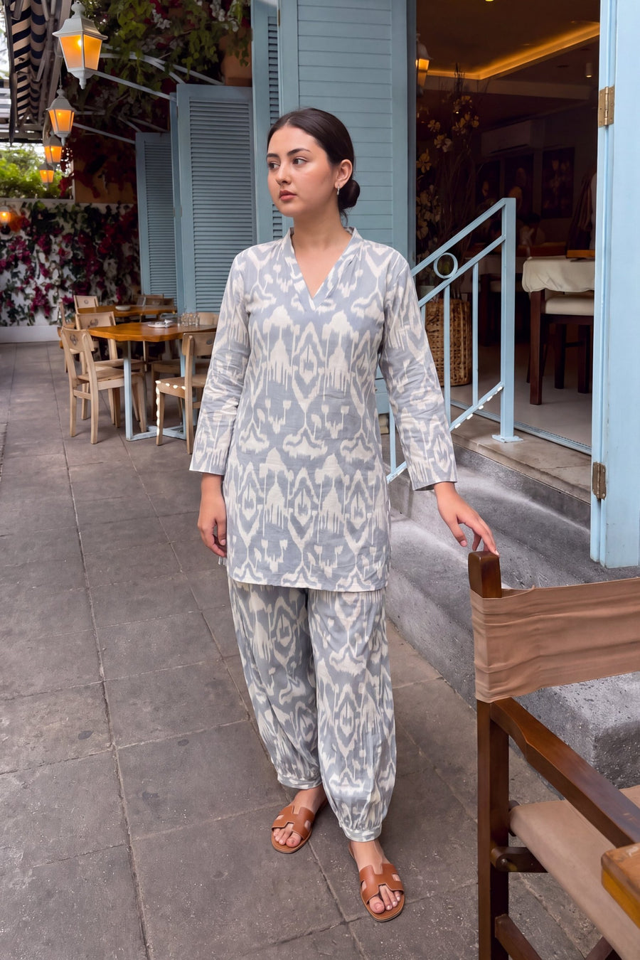 Silver Ikat Cotton Farshi Salwar Set — image 4