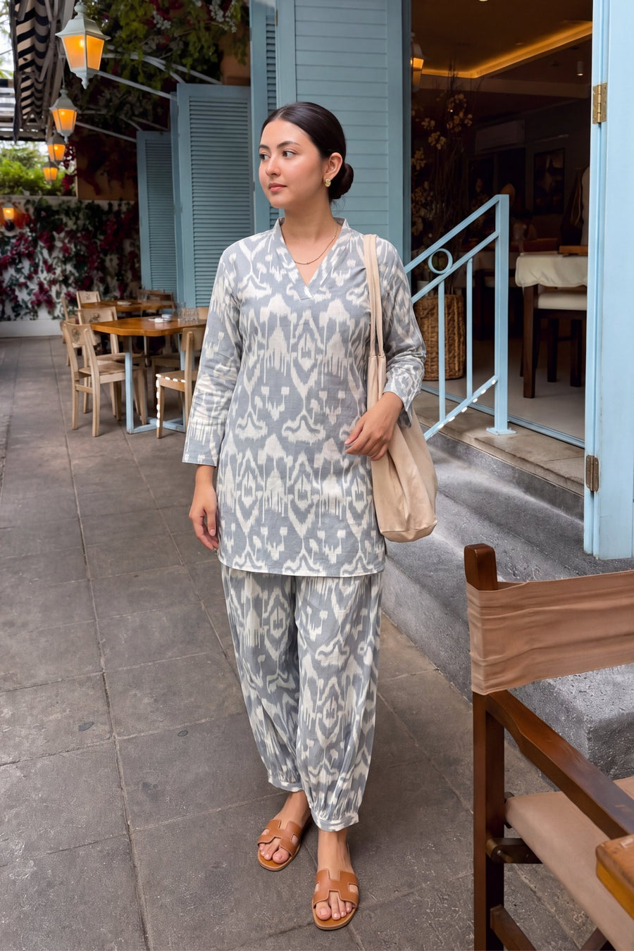 Silver Ikat Cotton Farshi Salwar Set — image 8