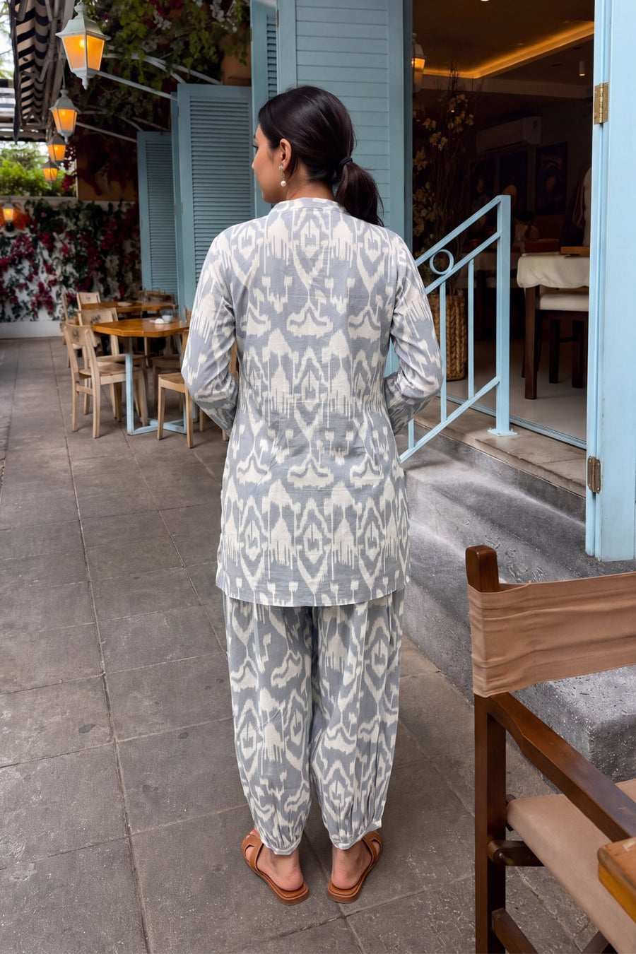 Silver Ikat Cotton Farshi Salwar Set — image 11