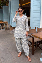 Silver Ikat Cotton Farshi Salwar Set
