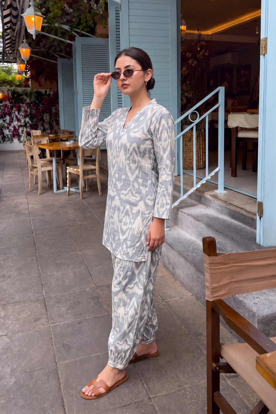 Silver Ikat Cotton Farshi Salwar Set — image 13