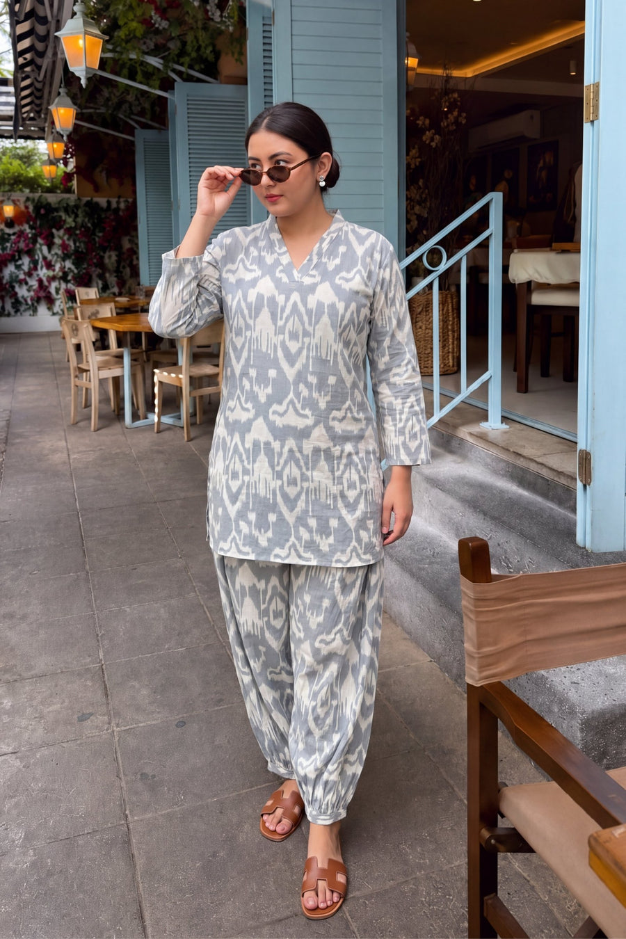 Silver Ikat Cotton Farshi Salwar Set — image 15