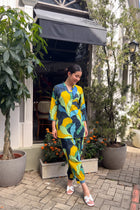 Citrus Abstract Cotton Farshi Salwar Set