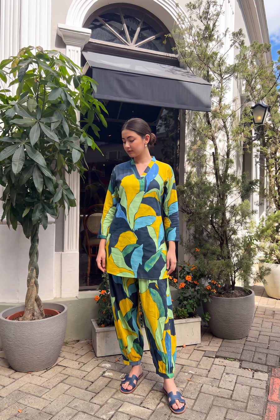 Citrus Abstract Cotton Farshi Salwar Set — image 3