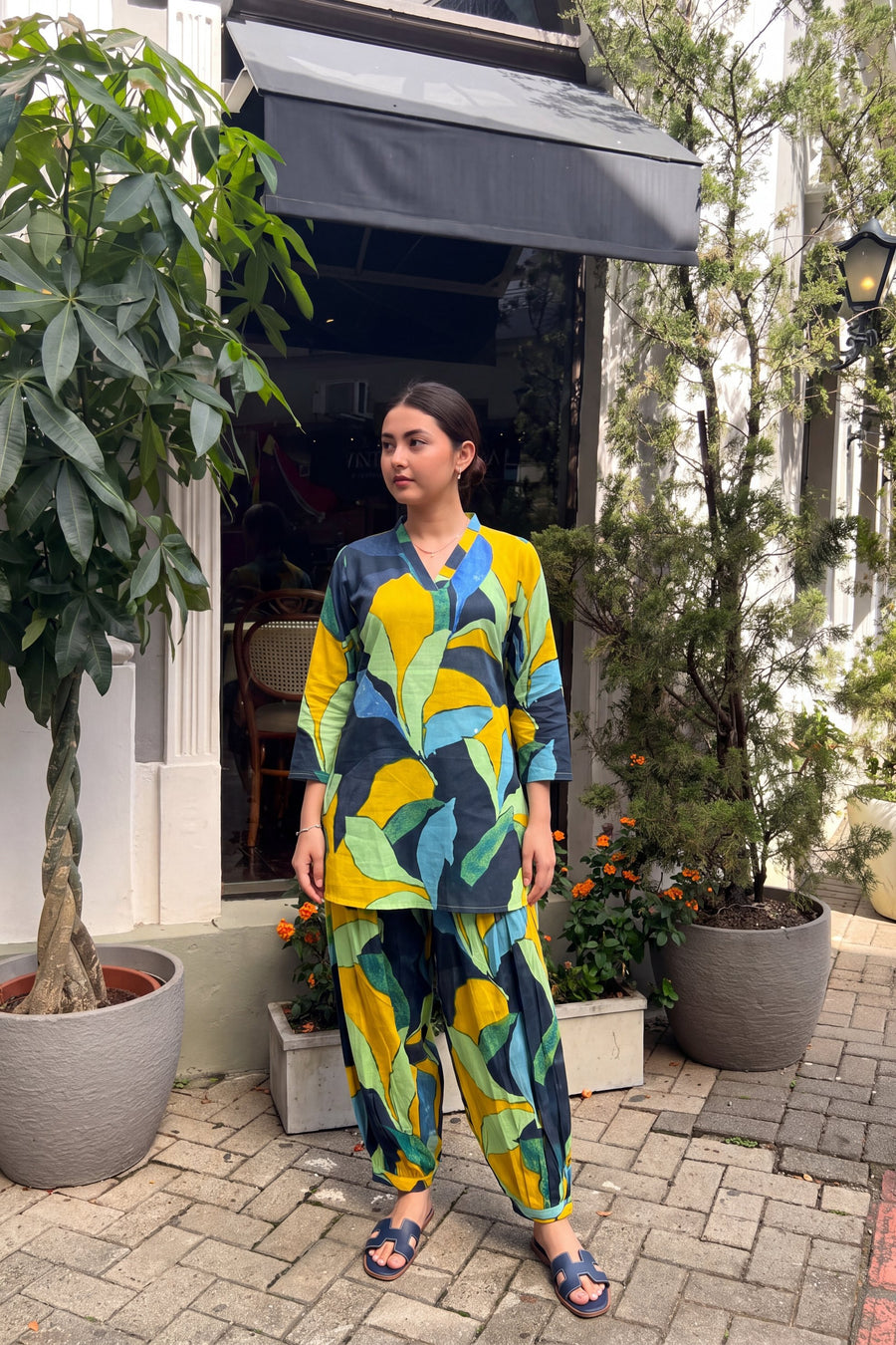 Citrus Abstract Cotton Farshi Salwar Set — image 2