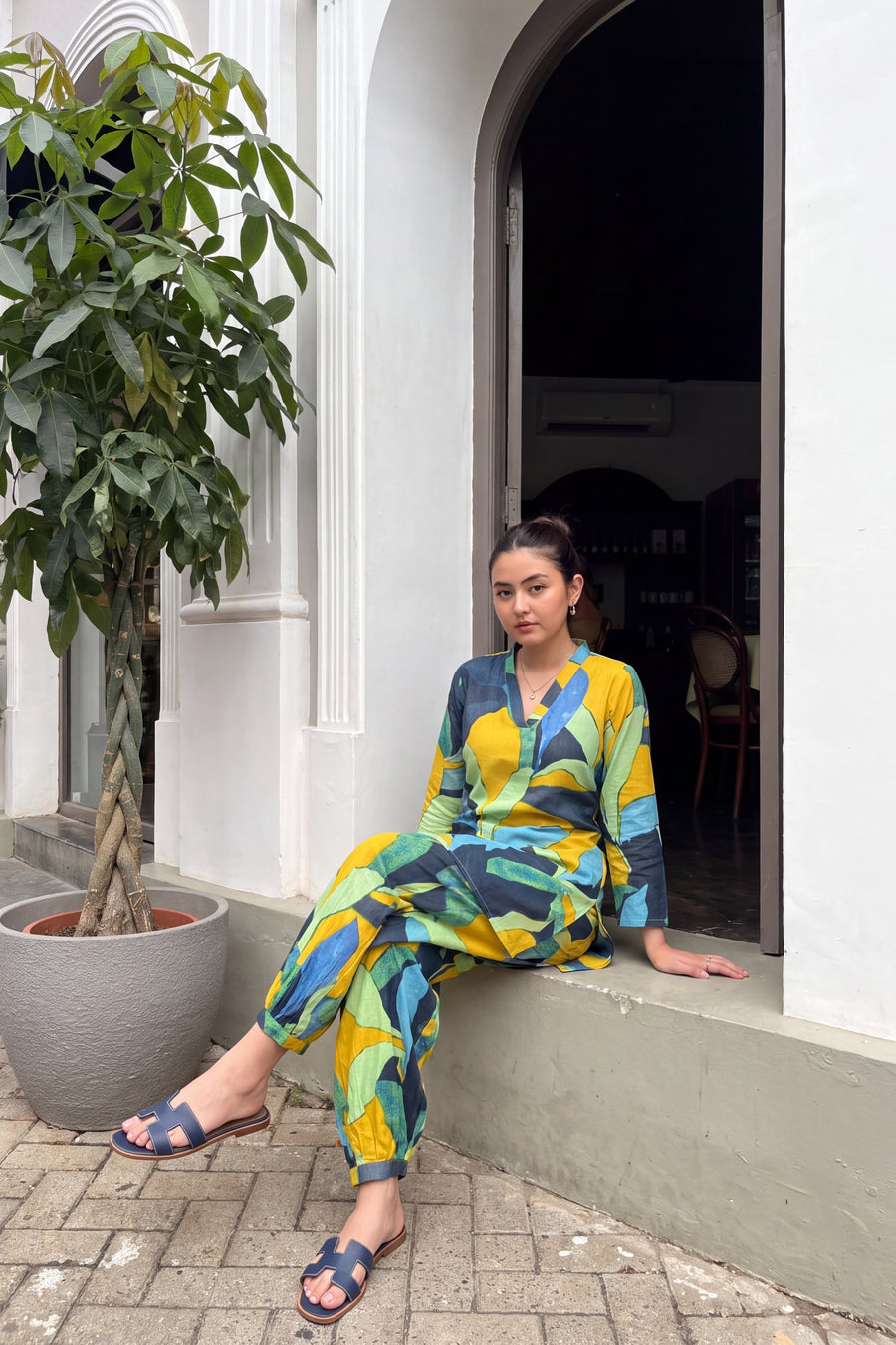 Citrus Abstract Cotton Farshi Salwar Set — image 10