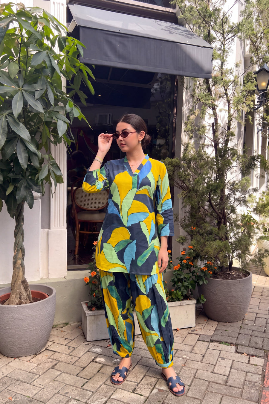 Citrus Abstract Cotton Farshi Salwar Set — image 11