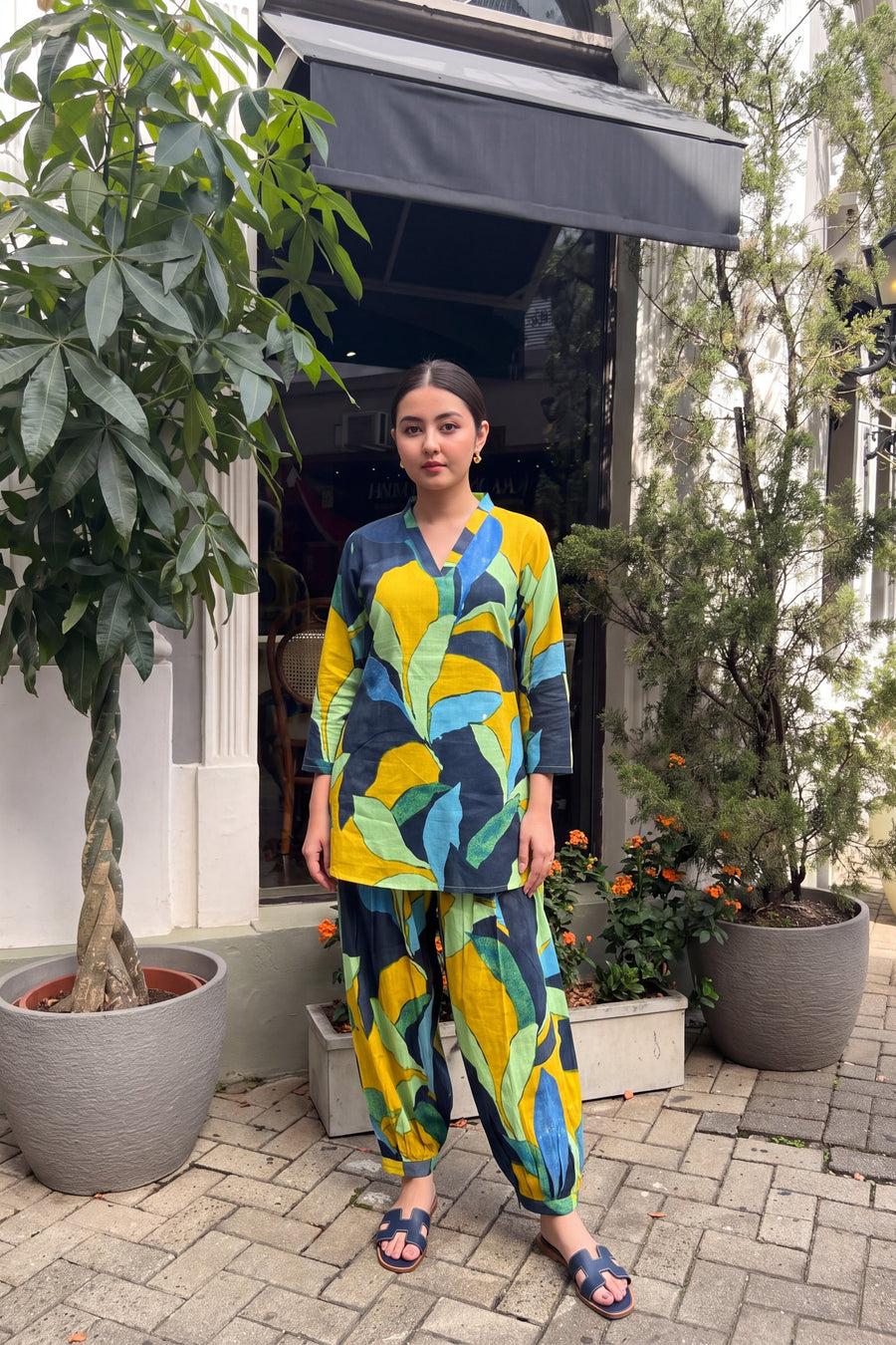 Citrus Abstract Cotton Farshi Salwar Set — image 5