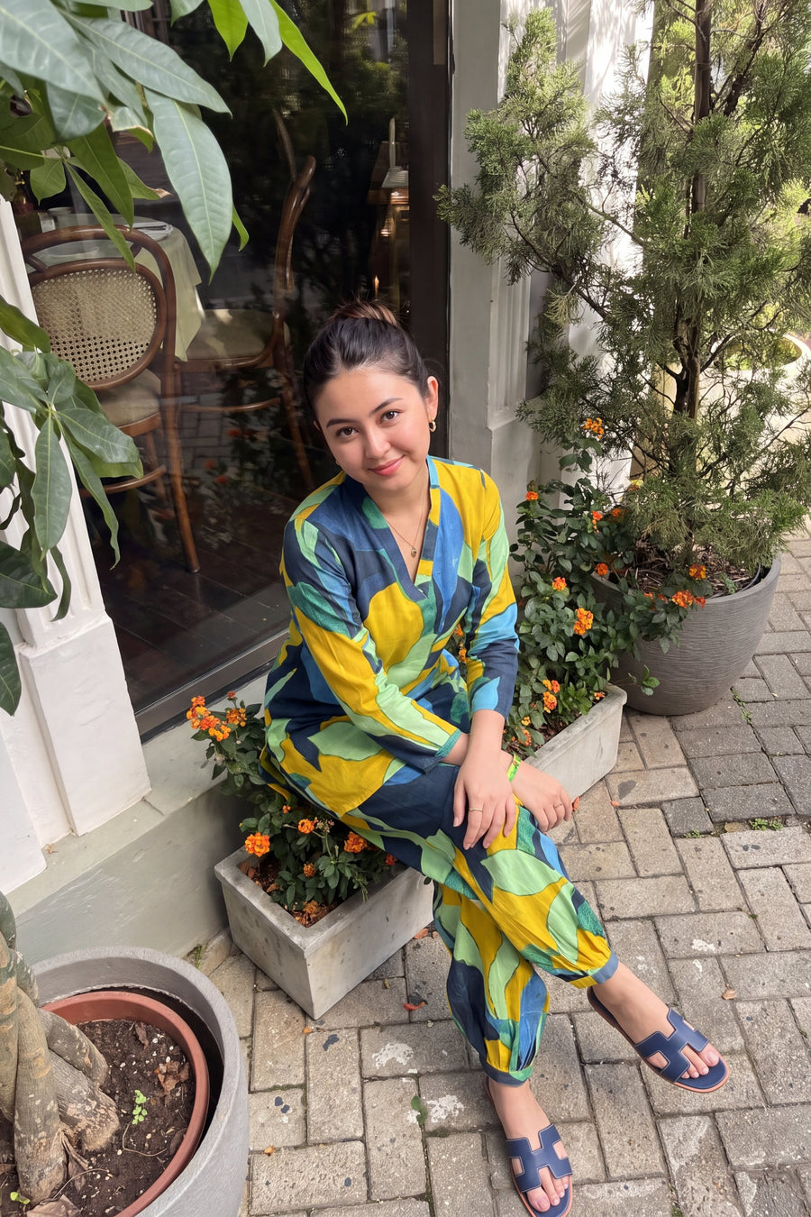 Citrus Abstract Cotton Farshi Salwar Set — image 16