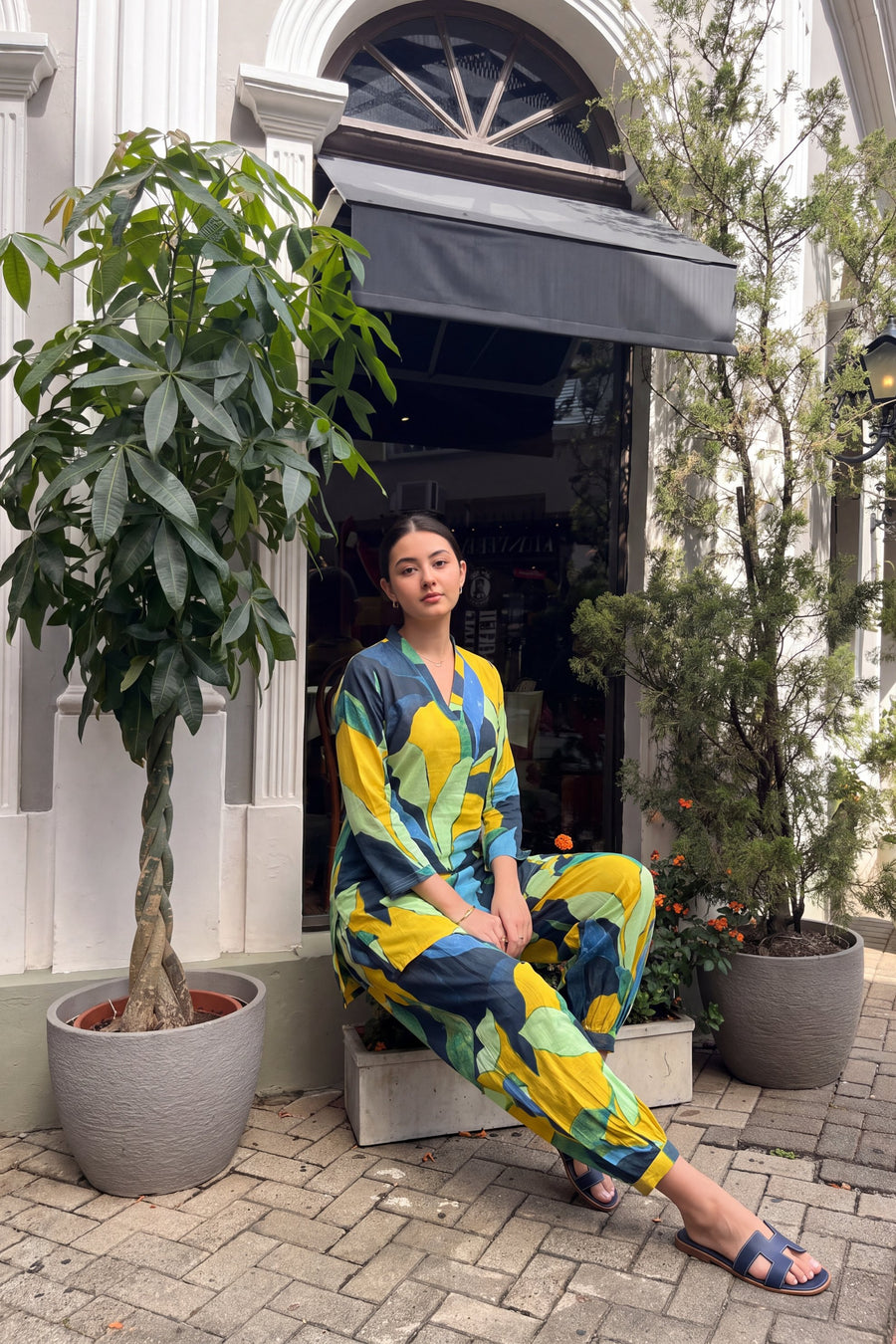 Citrus Abstract Cotton Farshi Salwar Set — image 17
