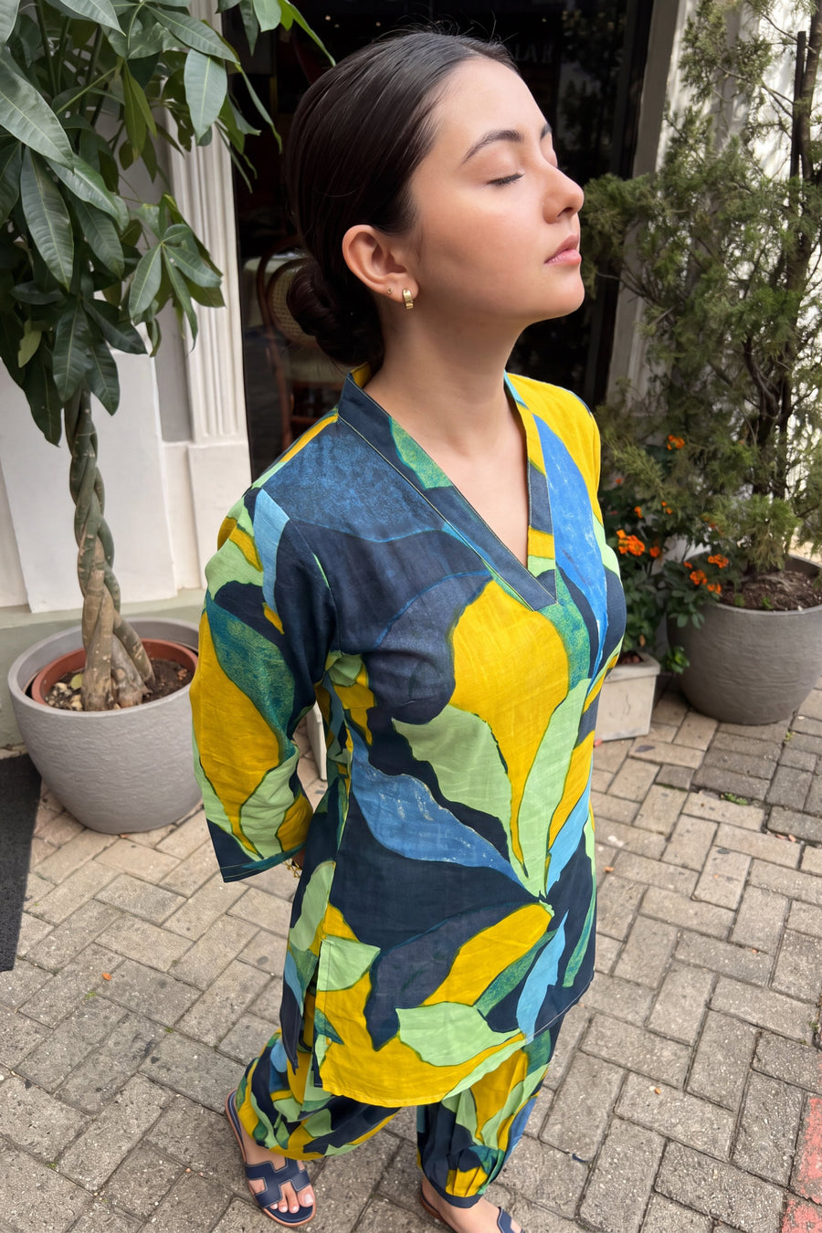 Citrus Abstract Cotton Farshi Salwar Set — image 25