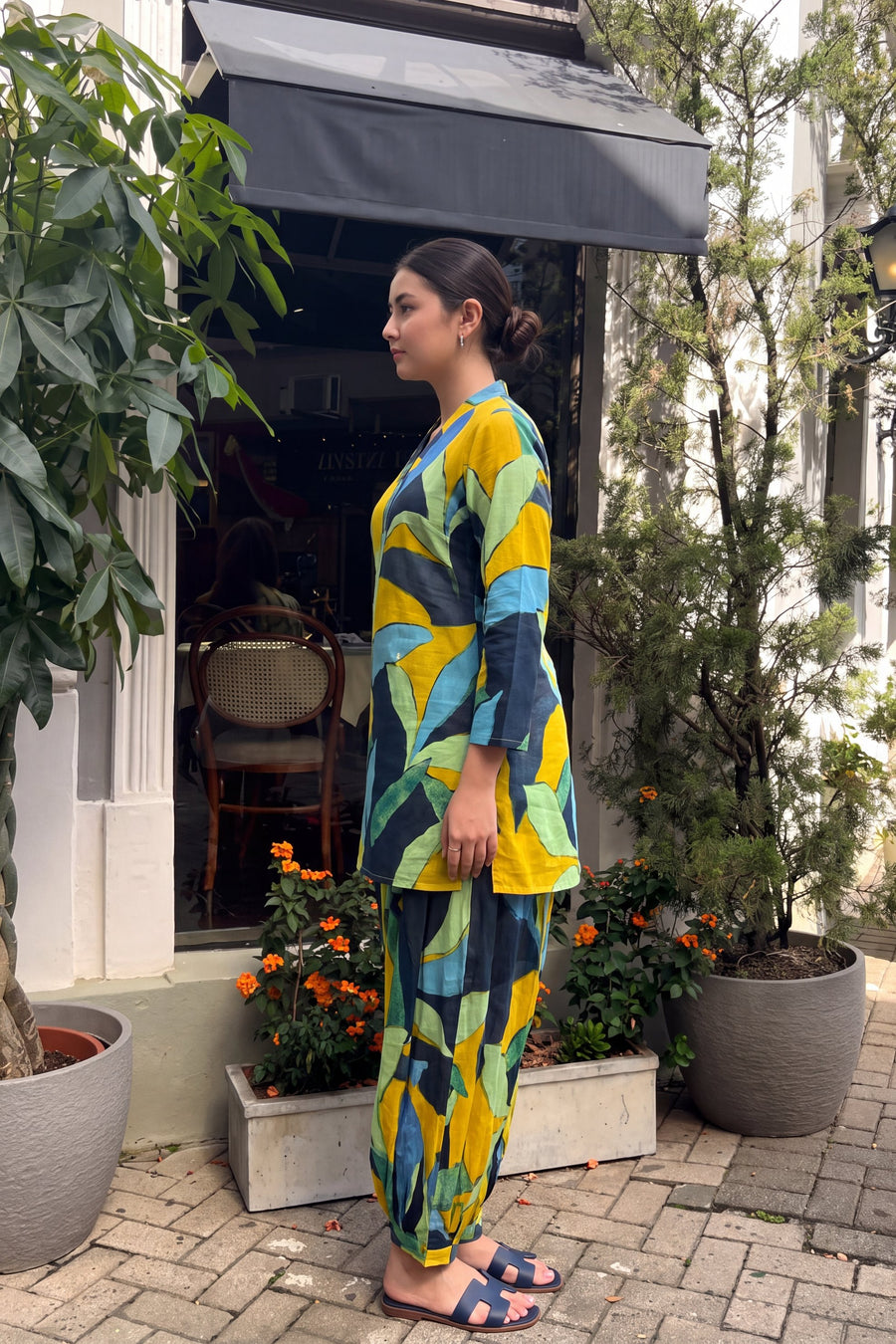 Citrus Abstract Cotton Farshi Salwar Set — image 18