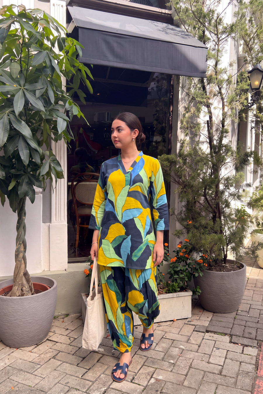 Citrus Abstract Cotton Farshi Salwar Set — image 23