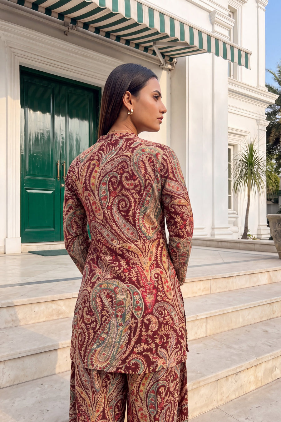 Wine Paisley Cotton Farshi Salwar Set — image 14