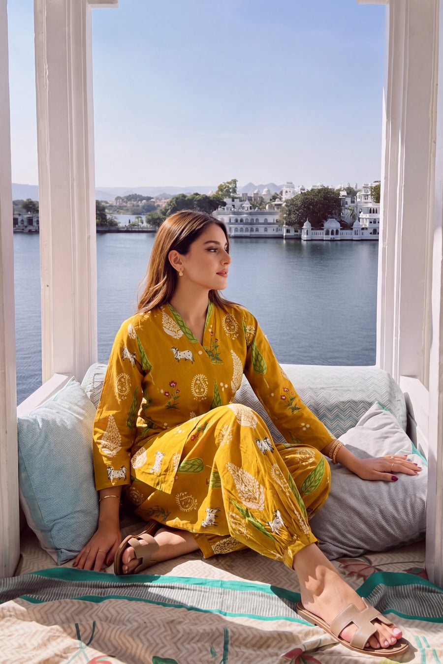 Mustard Folktale Cotton Farshi Salwar Set — image 5