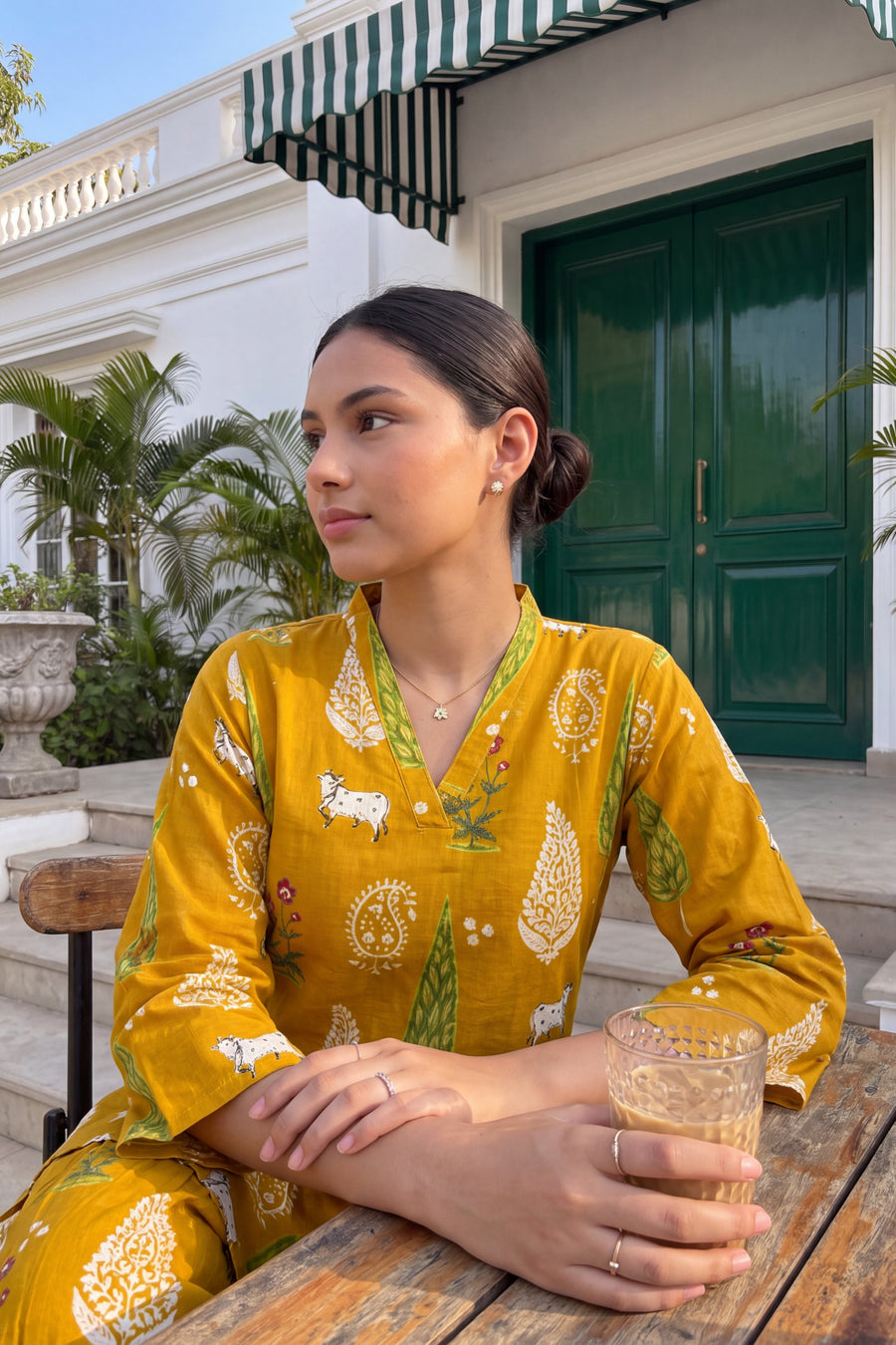 Mustard Folktale Cotton Farshi Salwar Set — image 11