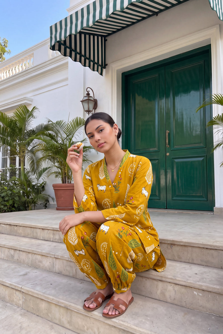 Mustard Folktale Cotton Farshi Salwar Set — image 13