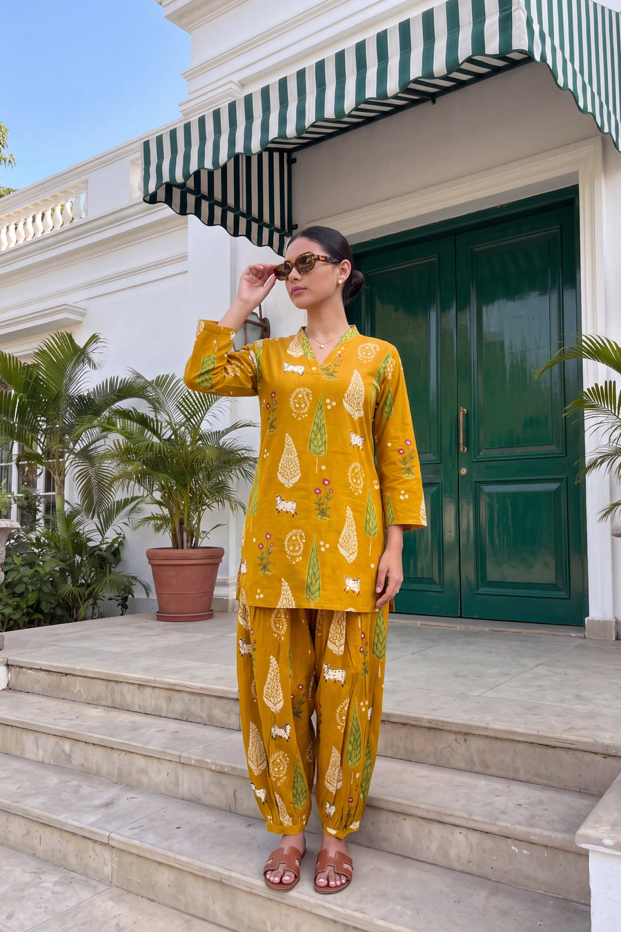 Mustard Folktale Cotton Farshi Salwar Set — image 14