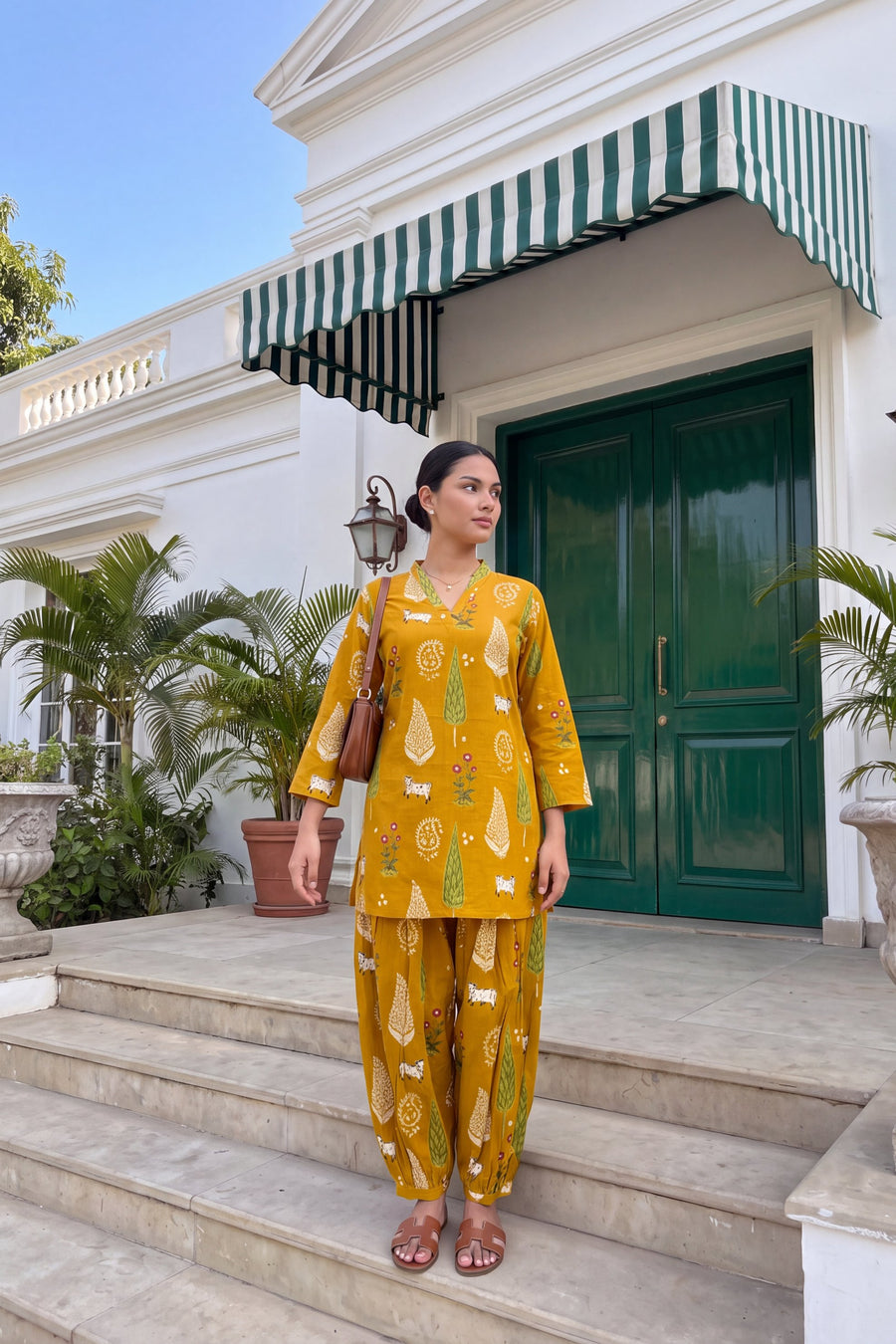 Mustard Folktale Cotton Farshi Salwar Set — image 15