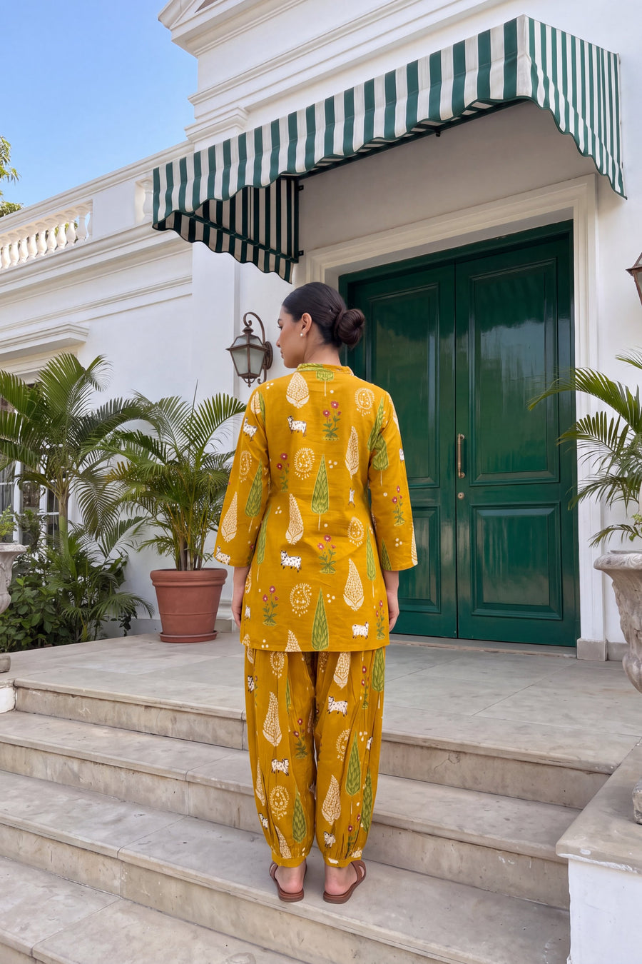 Mustard Folktale Cotton Farshi Salwar Set — image 16