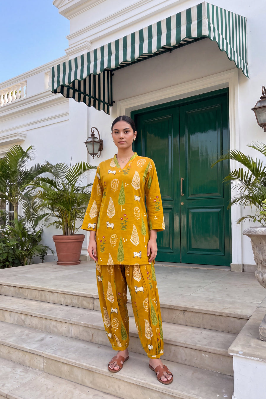 Mustard Folktale Cotton Farshi Salwar Set — image 7