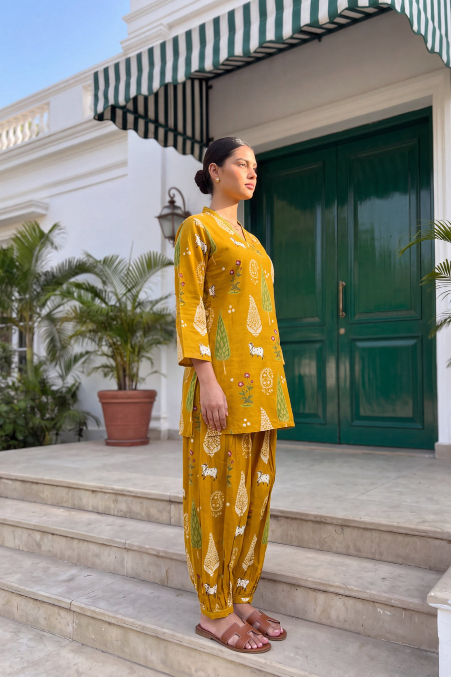 Mustard Folktale Cotton Farshi Salwar Set — image 20