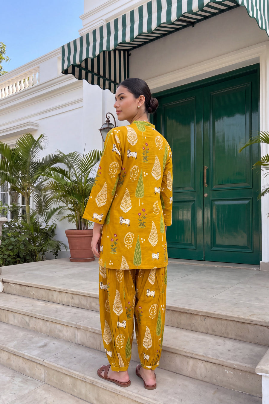 Mustard Folktale Cotton Farshi Salwar Set — image 21