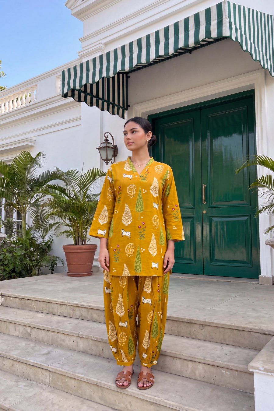 Mustard Folktale Cotton Farshi Salwar Set — image 8