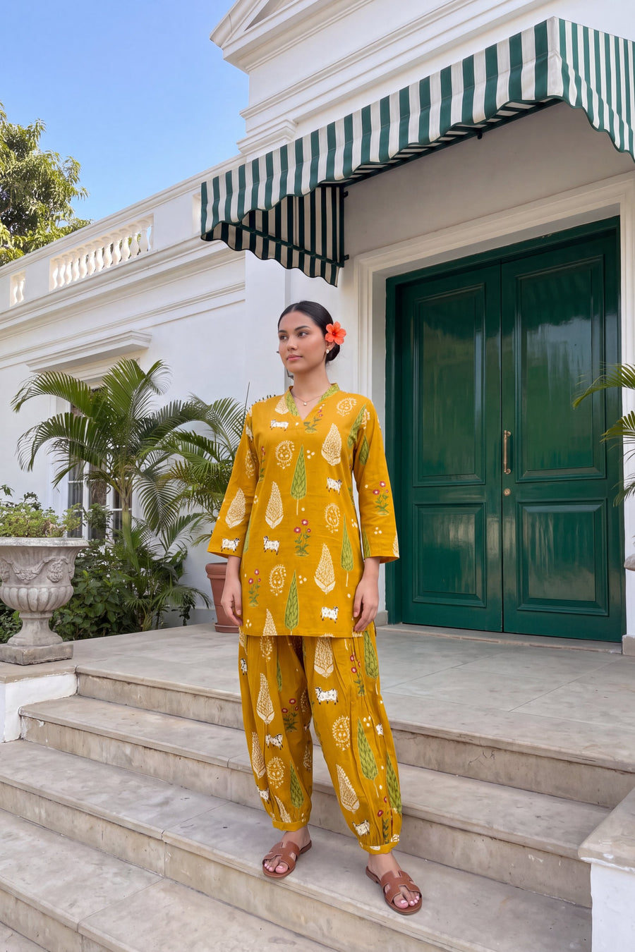 Mustard Folktale Cotton Farshi Salwar Set — image 22