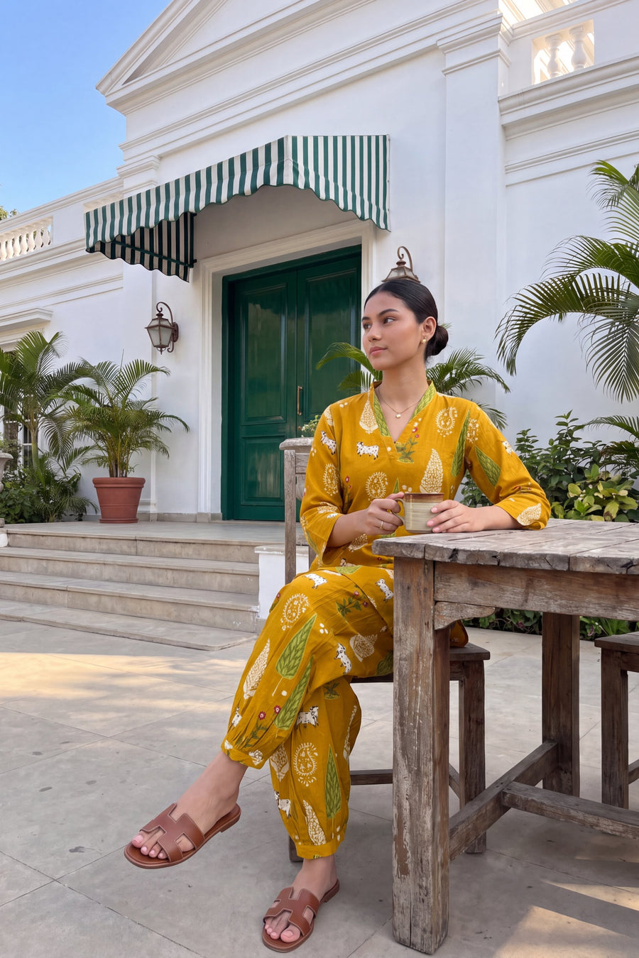 Mustard Folktale Cotton Farshi Salwar Set — image 23