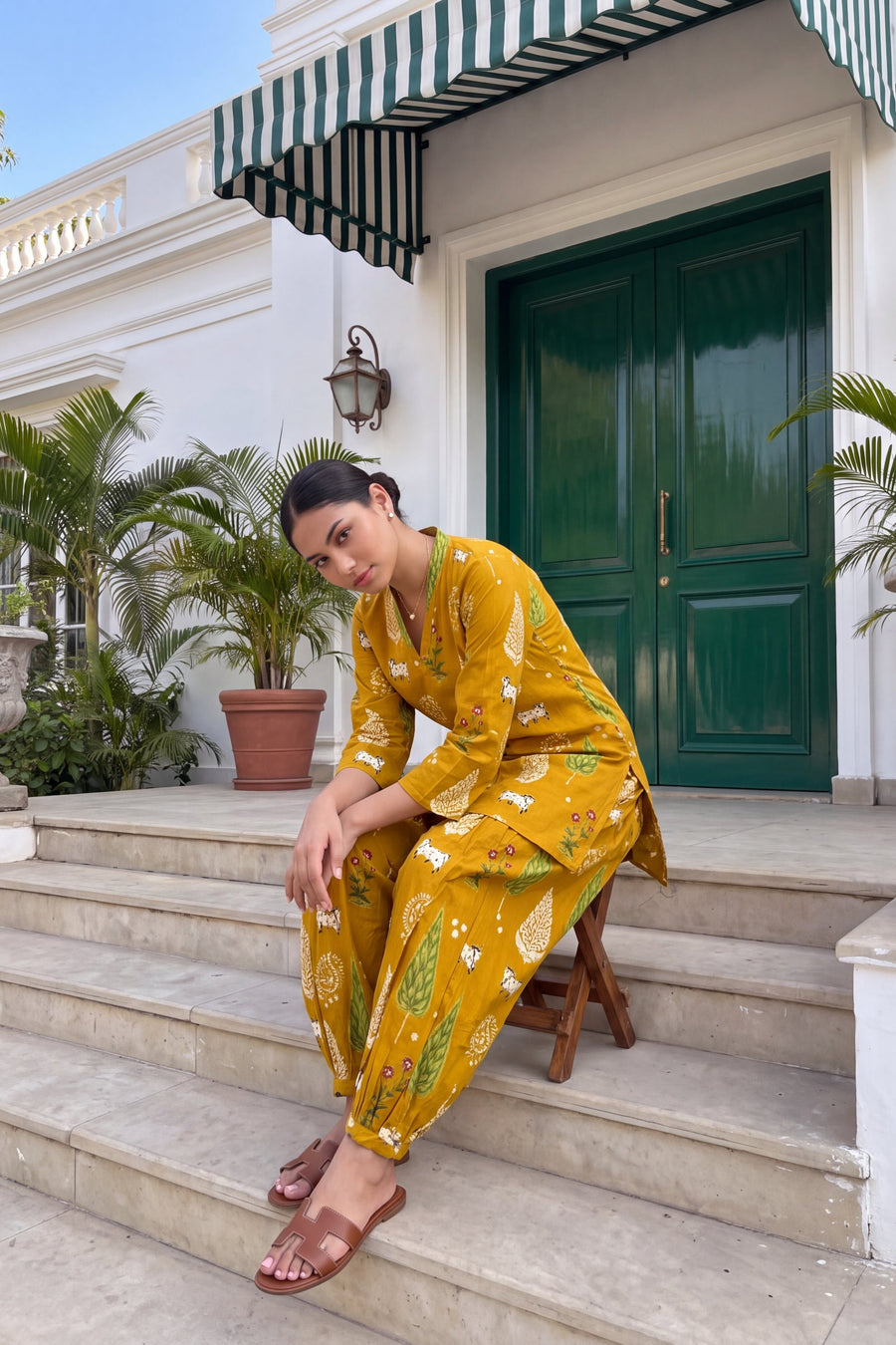 Mustard Folktale Cotton Farshi Salwar Set — image 25