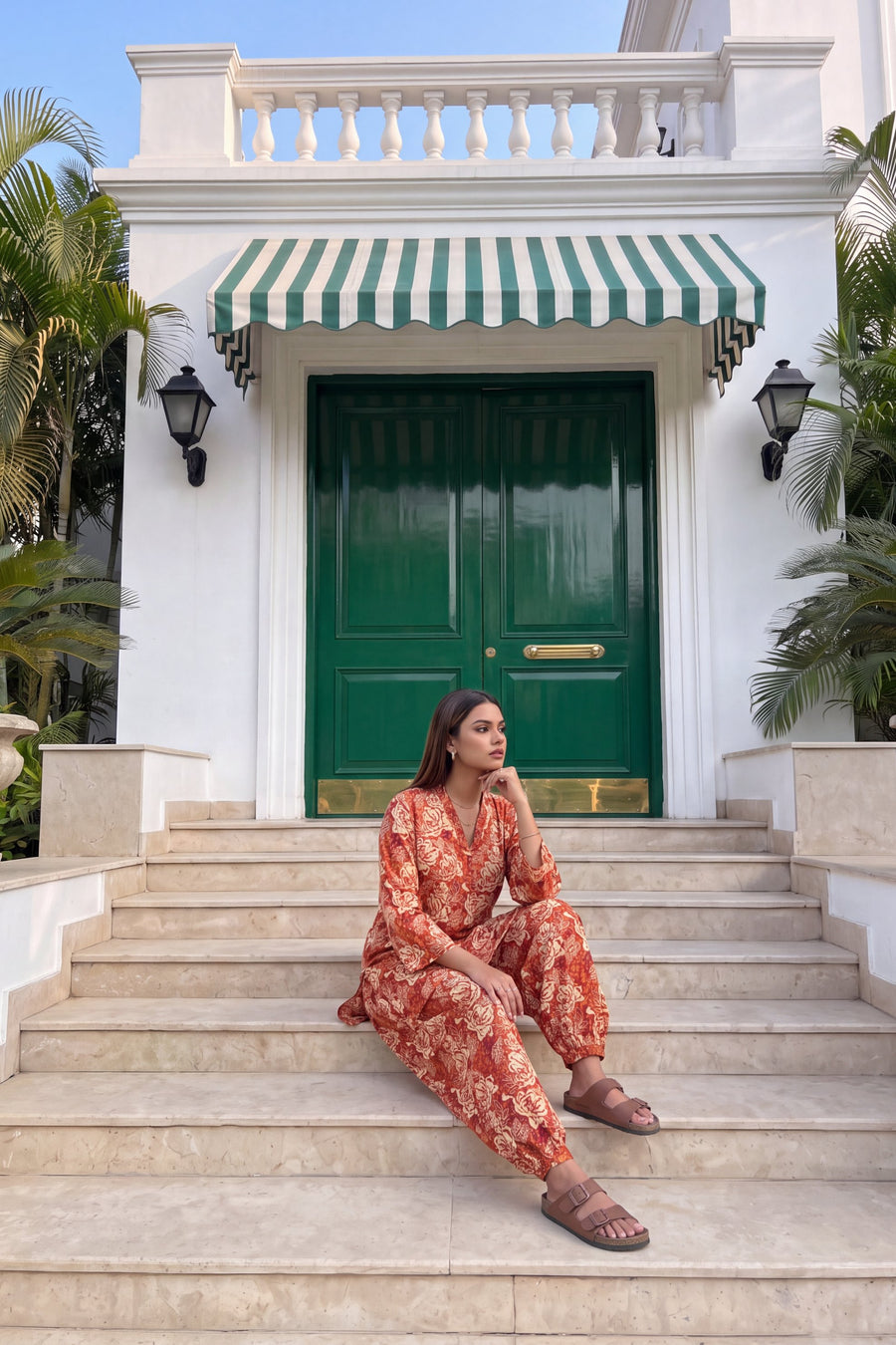 Rust Blossom Cotton Farshi Salwar Set — image 5