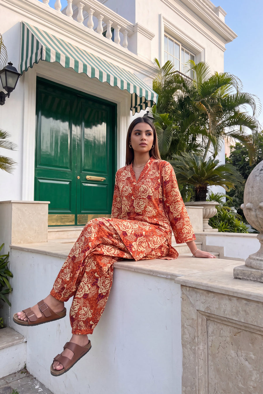 Rust Blossom Cotton Farshi Salwar Set — image 6