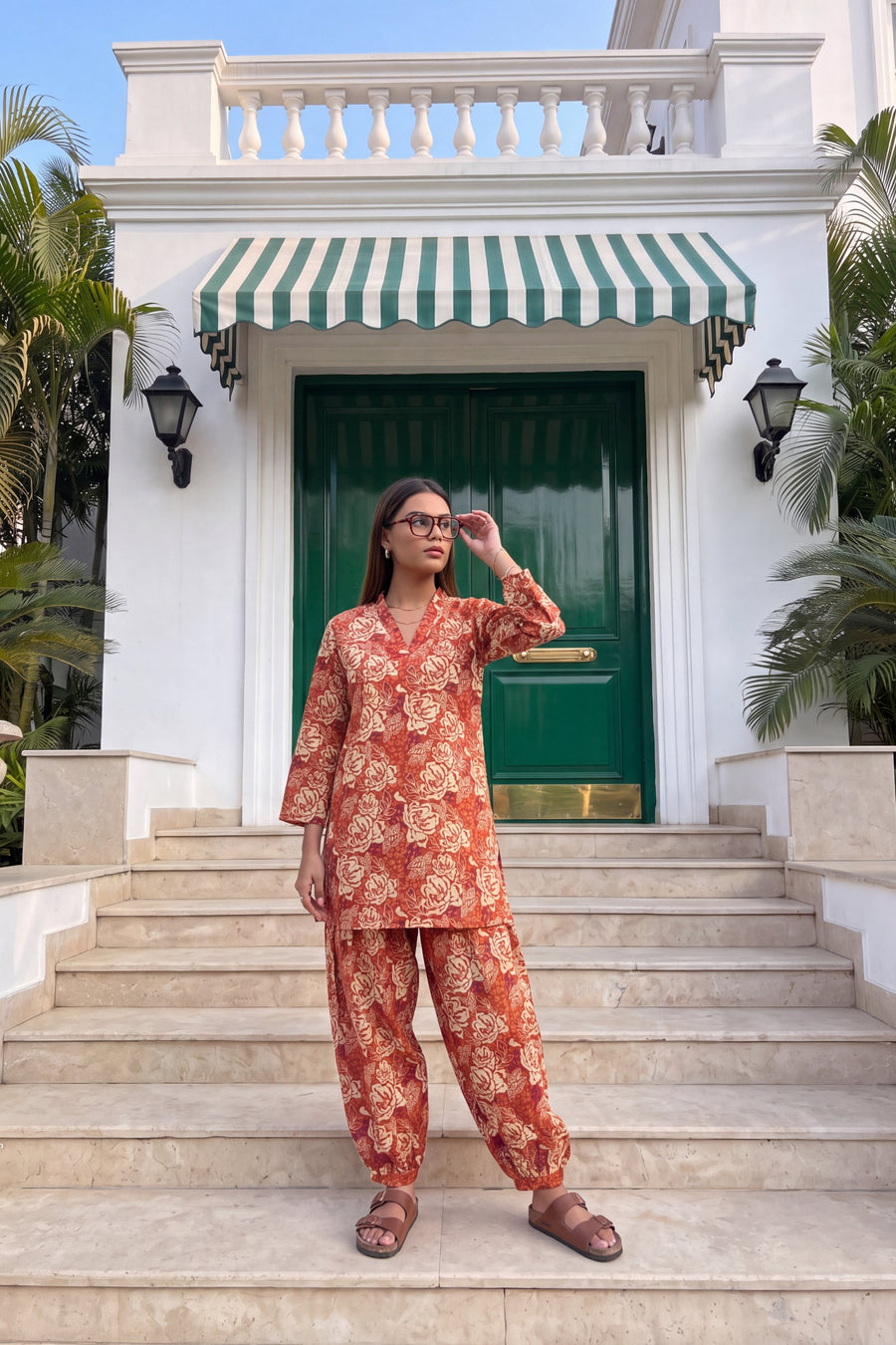 Rust Blossom Cotton Farshi Salwar Set — image 7