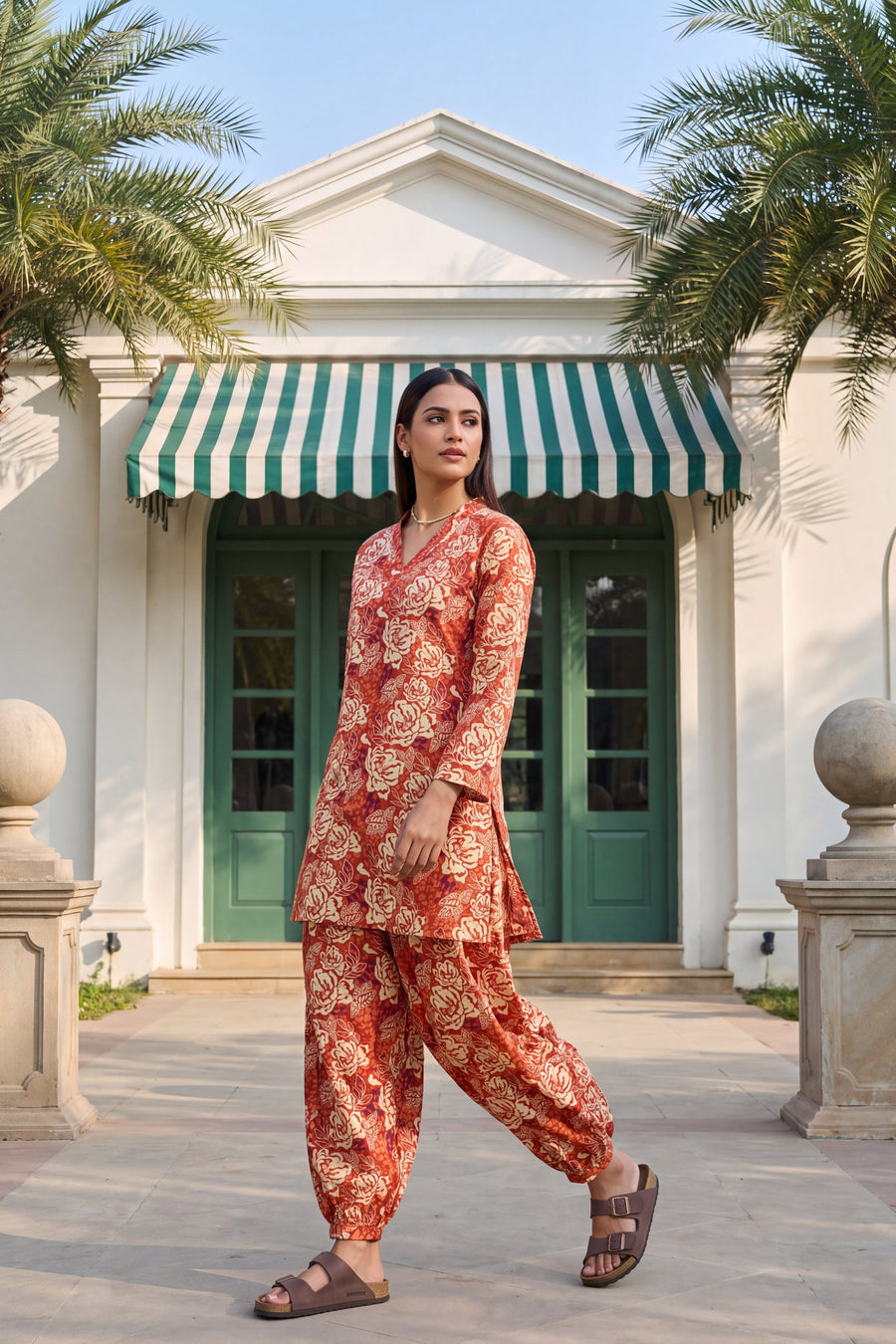 Rust Blossom Cotton Farshi Salwar Set — image 9